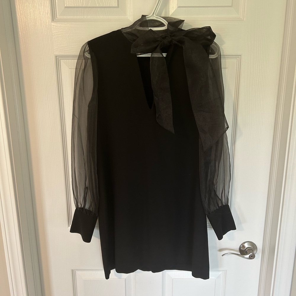 Zara black tie dress with sheer sleeves. Size medium worn once.